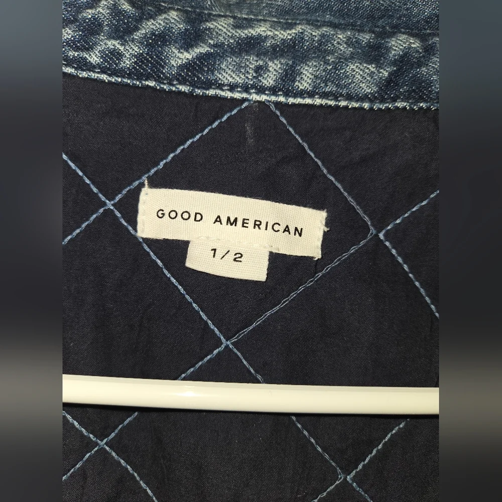 NWT Good American Quilted Relaxed Fit Denim Shacket - Picture 6 of 8